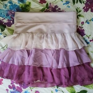 Bebe tiered lavender fuchsia silk chiffon skirt